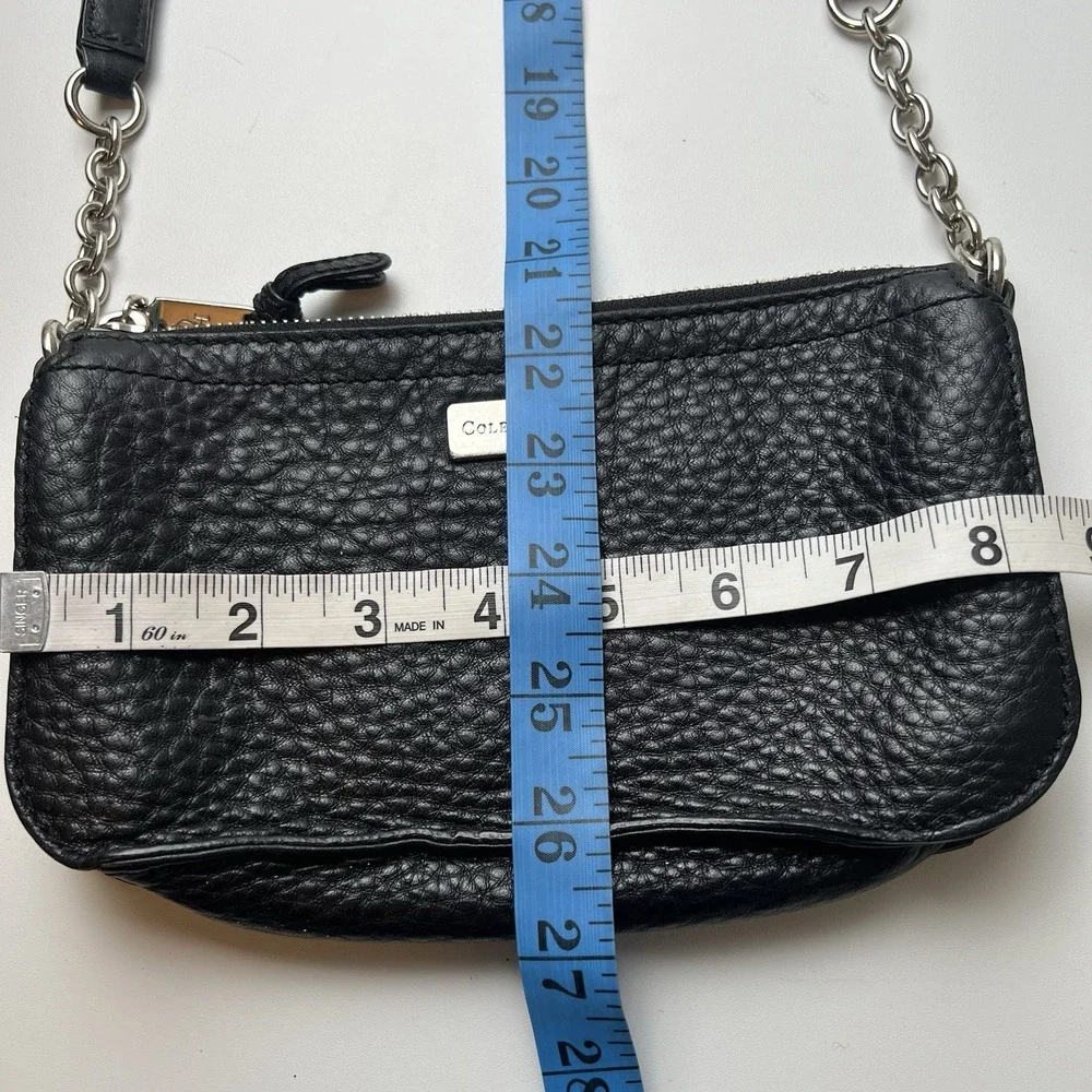 Cole Haan Black Pebble Leather Crossbody Bag w/Chain & Leather Handle